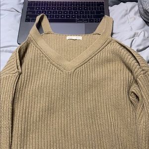 V-Neck open shoulder sweater